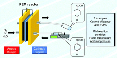 Graphical abstract: Electrocatalytic hydrogenation of benzoic acids in a proton-exchange membrane reactor