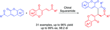 Graphical abstract: Asymmetric Michael reaction of 3-homoacyl coumarins with chromone-fused dienes toward enantioenriched coumarin chromone skeletons