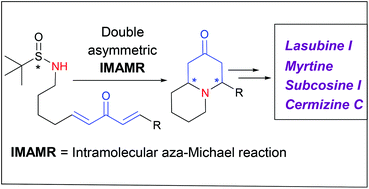 Graphical abstract: Double asymmetric intramolecular aza-Michael reaction: a convenient strategy for the synthesis of quinolizidine alkaloids