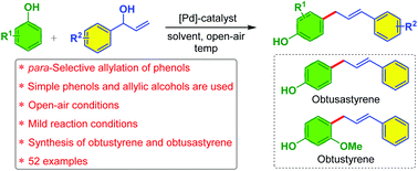 Graphical abstract: [Pd]-Catalyzed para-selective allylation of phenols: access to 4-[(E)-3-aryl/alkylprop-2-enyl]phenols
