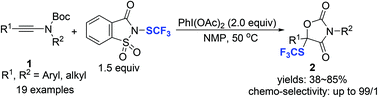 Graphical abstract: PhI(OAc)2-mediated trifluoromethylthiolation/oxidative cyclization of ynamides
