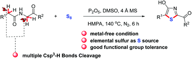 Graphical abstract: Double C–S bond formation via multiple Csp3–H bond cleavage: synthesis of 4-hydroxythiazoles from amides and elemental sulfur under metal-free conditions