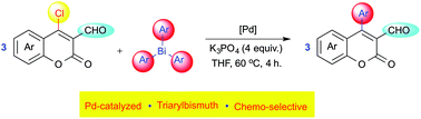 Graphical abstract: Pd-Catalyzed cross-coupling synthesis of 4-aryl-3-formylcoumarins