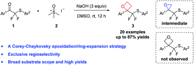Graphical abstract: Access to α,α-difluoro(arylthio)methyl oxetanes from α,α-difluoro(arylthio)methyl ketones and trimethylsulfoxonium halides: scope, mechanism and applications
