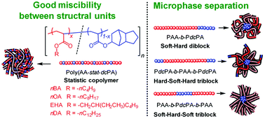 Graphical abstract: Synthesis of well-defined di- and triblock acrylic copolymers consisting of hard poly(dicyclopentanyl acrylate) and soft poly(alkyl acrylate) segments by organocatalyzed group transfer polymerization and their glass transition behavior