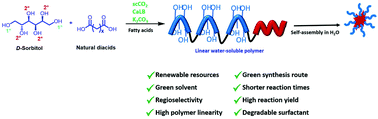 Graphical abstract: Synthesis of water-soluble surfactants using catalysed condensation polymerisation in green reaction media