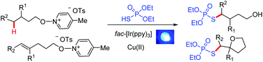 Graphical abstract: Synthesis of δ-phosphorothiolated alcohols by photoredox/copper catalyzed remote C(sp3)–H phosphorothiolation of N-alkoxypyridinium salts