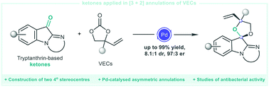 Graphical abstract: Palladium-catalysed stereoselective [3 + 2] annulation of vinylethylene carbonates and tryptanthrin-based ketones