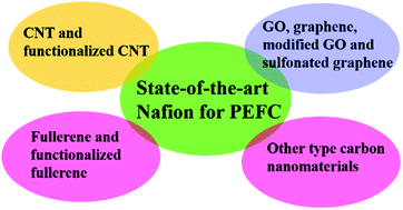 Graphical abstract: Potential carbon nanomaterials as additives for state-of-the-art Nafion electrolyte in proton-exchange membrane fuel cells: a concise review