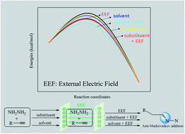 Graphical abstract: External electric field: a new catalytic strategy for the anti-Markovnikov hydrohydrazination of parent hydrazine
