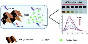 Graphical abstract: An ultrasensitive colorimetric and fluorescence dual-readout assay for glutathione with a carbon dot–MnO2 nanosheet platform based on the inner filter effect
