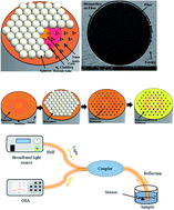 Graphical abstract: Off-axis microsphere photolithography patterned nanohole array and other structures on an optical fiber tip for glucose sensing