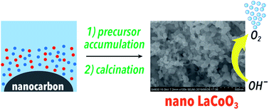 Graphical abstract: Precursor accumulation on nanocarbons for the synthesis of LaCoO3 nanoparticles as electrocatalysts for oxygen evolution reaction