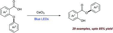 Graphical abstract: Cerium photocatalyzed radical smiles rearrangement of 2-aryloxybenzoic acids
