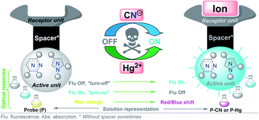 Graphical abstract: Chemosensors based on N-heterocyclic dyes: advances in sensing highly toxic ions such as CN− and Hg2+