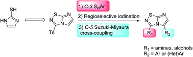 Graphical abstract: Synthesis of novel series of 3,5-disubstituted imidazo[1,2-d] [1,2,4]thiadiazoles involving SNAr and Suzuki–Miyaura cross-coupling reactions