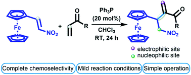 Graphical abstract: Chemoselective synthesis of multifunctional ferrocene-containing derivatives by the cross Rauhut–Currier reaction