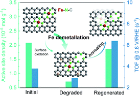Graphical abstract: Degradation and regeneration of Fe–Nx active sites for the oxygen reduction reaction: the role of surface oxidation, Fe demetallation and local carbon microporosity