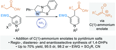 Graphical abstract: Catalytic enantioselective synthesis of 1,4-dihydropyridines via the addition of C(1)-ammonium enolates to pyridinium salts
