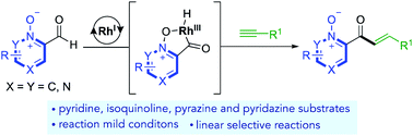 Graphical abstract: Azine-N-oxides as effective controlling groups for Rh-catalysed intermolecular alkyne hydroacylation