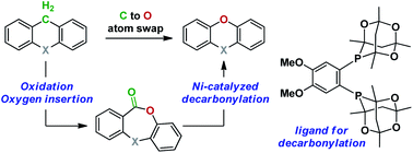 Graphical abstract: A C-to-O atom-swapping reaction sequence enabled by Ni-catalyzed decarbonylation of lactones