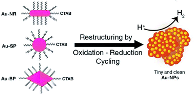 Graphical abstract: Restructuring a gold nanocatalyst by electrochemical treatment to recover its H2 evolution catalytic activity