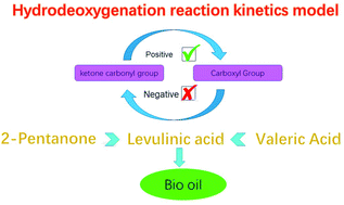 Graphical abstract: Hydrodeoxygenation reactivity of the carbonyl group and carboxyl group and their interaction: taking 2-pentanone, valeric acid, and levulinic acid as examples