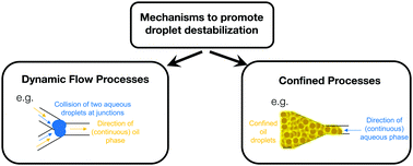 Graphical abstract: Microfluidics as a tool to assess and induce emulsion destabilization
