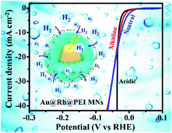 Graphical abstract: Polyethylenimine-modified bimetallic Au@Rh core–shell mesoporous nanospheres surpass Pt for pH-universal hydrogen evolution electrocatalysis