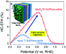 Graphical abstract: An organometal halide perovskite photocathode integrated with a MoS2 catalyst for efficient and stable photoelectrochemical water splitting