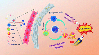 Graphical abstract: A flowerlike FePt/MnO2/GOx-based cascade nanoreactor with sustainable O2 supply for synergistic starvation-chemodynamic anticancer therapy
