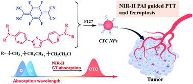 Graphical abstract: Structural effect of NIR-II absorbing charge transfer complexes and its application on cysteine-depletion mediated ferroptosis and phototherapy