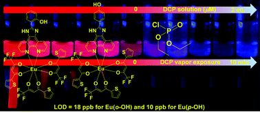 Graphical abstract: Luminescent heteroleptic Eu(iii) probes for the selective detection of diethyl chlorophosphate as a G-series nerve agent mimic in the vapor phase using solid-state films