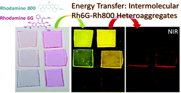Graphical abstract: Rhodamine 6G and 800 intermolecular heteroaggregates embedded in PMMA for near-infrared wavelength shifting