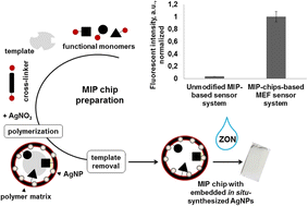 Graphical abstract: An enhanced fluorescent sensor system based on molecularly imprinted polymer chips with silver nanoparticles for highly-sensitive zearalenone analysis