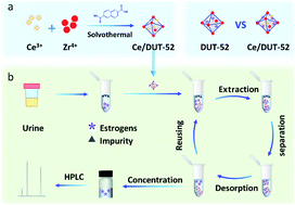 Graphical abstract: Fabrication of Ce-doped DUT-52 as a sorbent for dispersive solid phase extraction of estrogens in human urine samples
