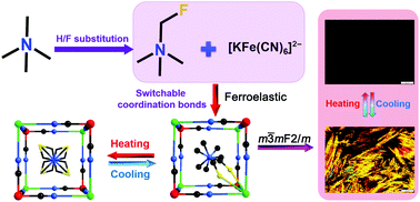 Graphical abstract: H/F Substitution induced switchable coordination bonds in a cyano-bridged hybrid double perovskite ferroelastic