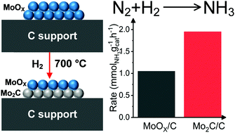 Graphical abstract: Enhanced ammonia synthesis activity of carbon-supported Mo catalyst by Mo carburization