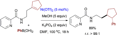 Graphical abstract: A general nickel-catalyzed highly regioselective hydroarylation of unactivated alkenes enabled by the picolinamide auxiliary