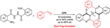 Graphical abstract: Chiral phosphoric acid-catalyzed dual-ring formation for enantioselective construction of N–N axially chiral 3,3′-bisquinazolinones
