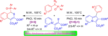 Graphical abstract: Microwave-mediated stereocontrolled annulations of diazo(aryl)methyl(diaryl)phosphine oxides with pyridinium 1,4-zwitterionic thiolates