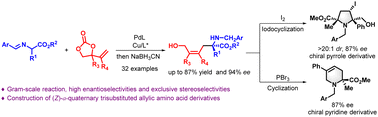 Graphical abstract: Regio- and stereoselective syntheses of chiral α-quaternary (Z)-trisubstituted allylic amino acids via synergistic Pd/Cu catalysis