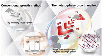 Graphical abstract: A hetero-phase growth method to control the crystal growth of β-antimony single crystals with high quality and large sizes