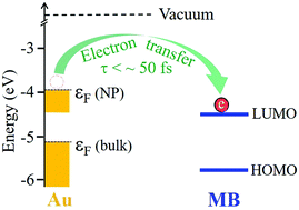 Graphical abstract: Ultrafast electron transfer at the interface of gold nanoparticles and methylene blue molecular adsorbates