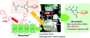 Graphical abstract: Enantioselective Michael addition of aldehydes to maleimides catalysed by surface-adsorbed natural amino acids