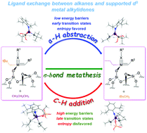 Graphical abstract: Alkane C–H activation and ligand exchange on silica supported d0 metal alkylidenes: relevance to alkane metathesis