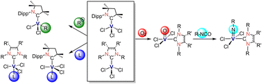 Graphical abstract: N-Heterocyclic carbene and cyclic (alkyl)(amino)carbene complexes of vanadium(iii) and vanadium(v)