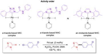 Graphical abstract: Direct arylation reaction catalyzed by a PEPPSI-type palladium complex with an amido-functionalized triazole-based mesoionic carbene ligand