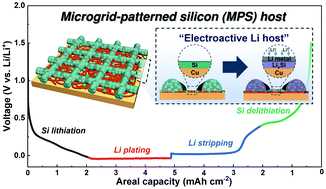 Graphical abstract: A microgrid-patterned silicon electrode as an electroactive lithium host