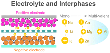 Graphical abstract: From lithium to emerging mono- and multivalent-cation-based rechargeable batteries: non-aqueous organic electrolyte and interphase perspectives